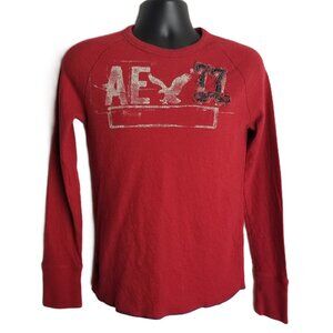 American Eagle Y2K Thermal Mens XS Red AE77 Eagle Logo Vintage Fit Long Sleeve